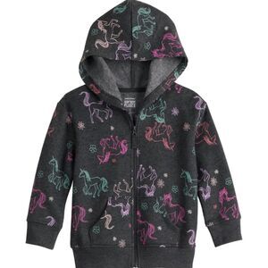 NWT! Unicorn Zip Up Light Weight Fleece Hoodie Jacket in 2T By Jumping Beans